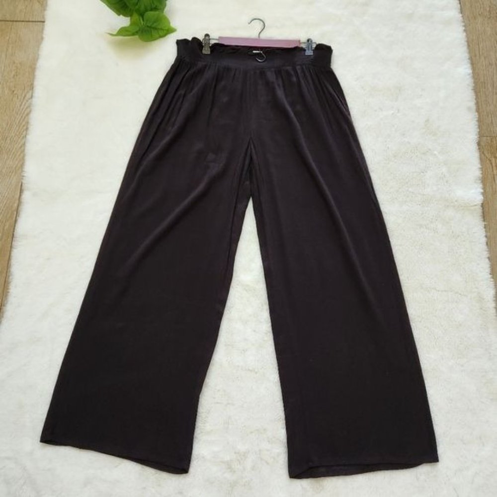 West Loop Black Gauze Palazzo with Gauze Smocked Waistban Wide Leg Pants… - Picture 6 of 7